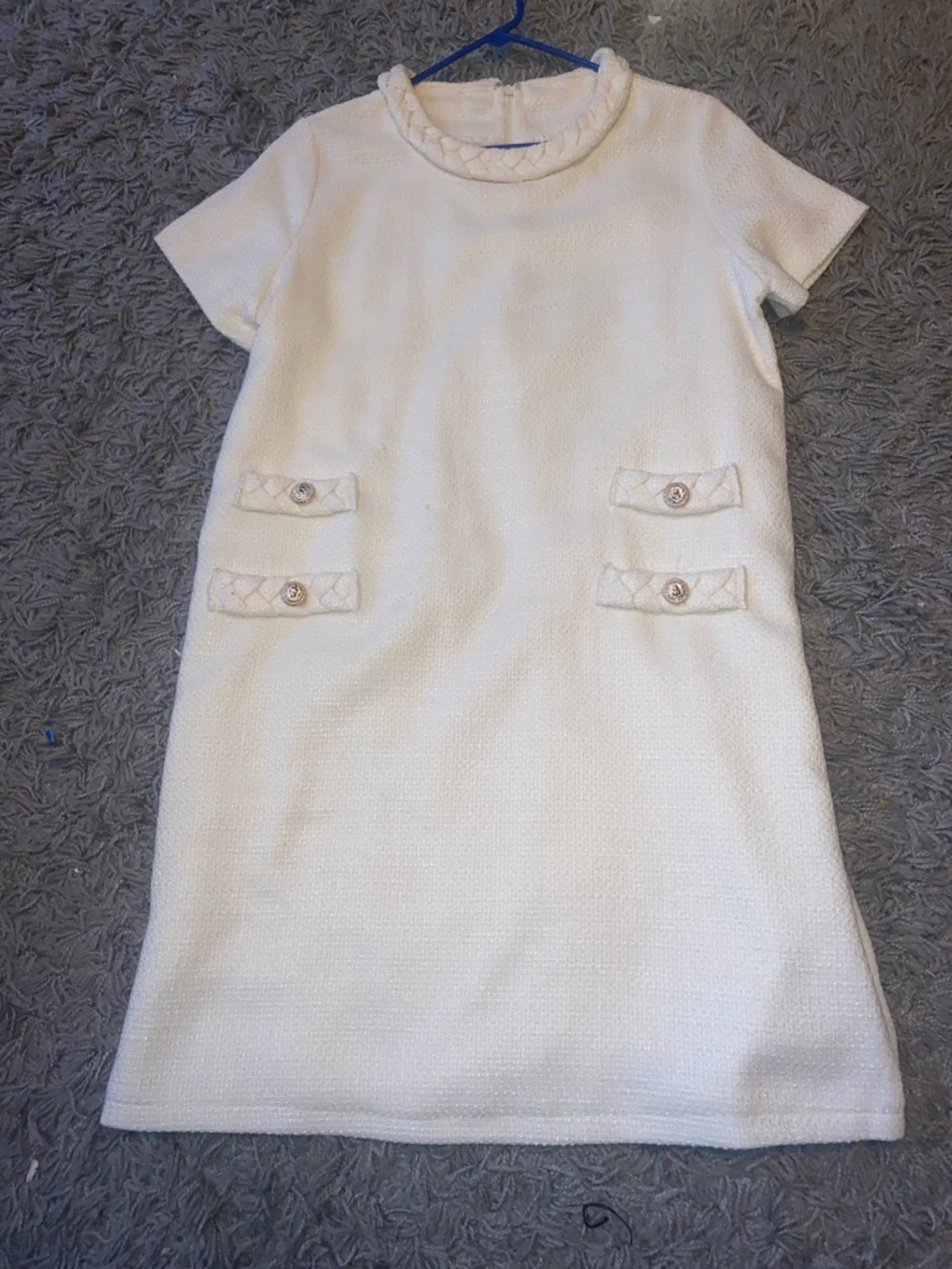Cream tweed Short Sleeve Shift Dress